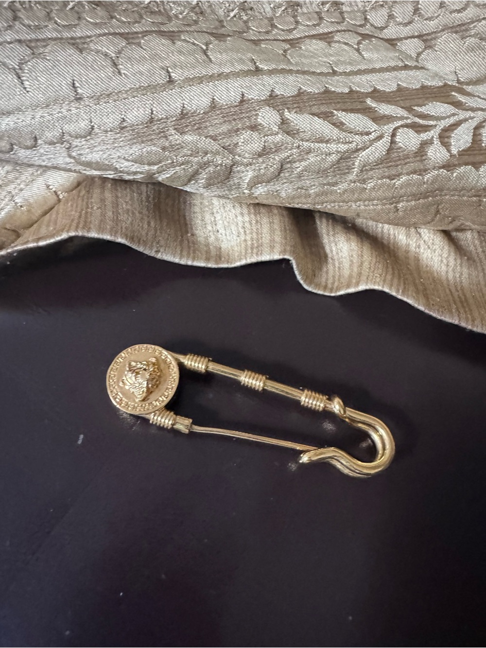 Versace Gold Medusa Safety Pin Brooch - Picture 2 of 4